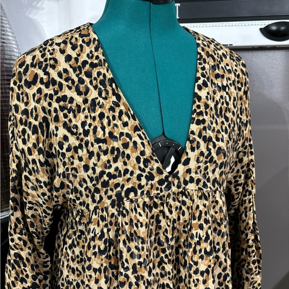 Zara long sleeve leopard babydoll dress - Picture 2 of 14